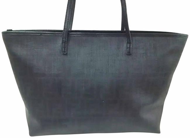 Fendi Ff Monogram Zucca Roll Tote 239762 Black Coated Canvas Shoulder Bag 