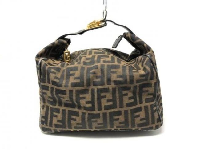 Fendi Ff Zucca Belt Buckle Boston 228057 Brown Coated Canvas Shoulder Bag 
