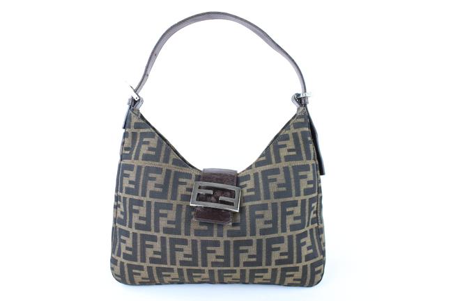 Fendi Hobo Ff Zucca Buckle 6fj1030 Brown Coated Canvas Shoulder Bag 