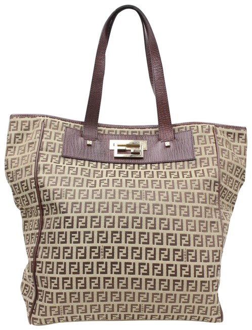 Fendi Ff Zucca Monogram 866476 Brown Canvas Tote 