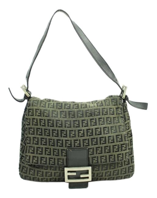 Fendi Ff Zucca Monogram Mamma Flap Ffjy28 Black Canvas Shoulder Bag 