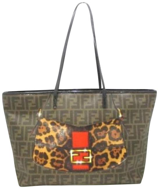 Fendi Ff Zucca Roll Shopper 228024 Tobacco Coated Canvas Tote 