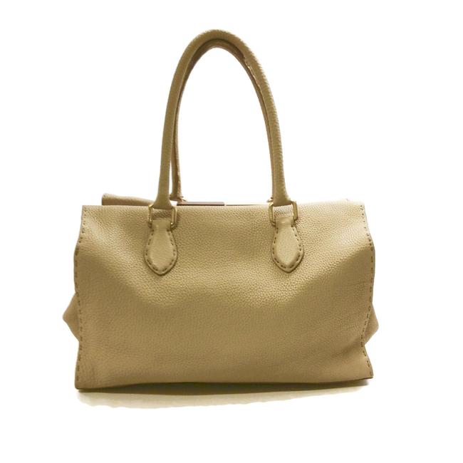 Fendi Firenze Frame Beige Selleria Leather Shoulder Bag 