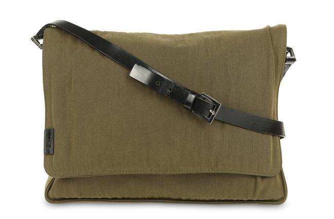 Fendi Flap Olive Green Canvas Shoulder Bag 
