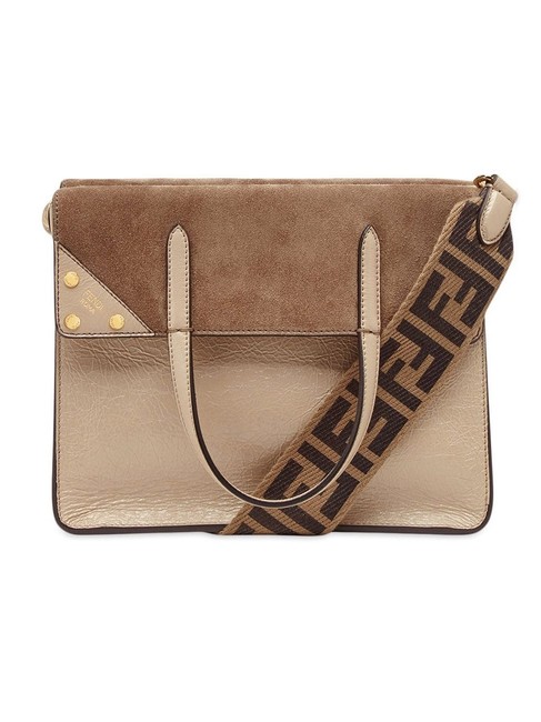 Fendi Gr New Medium Flip Beige Leather Tote 