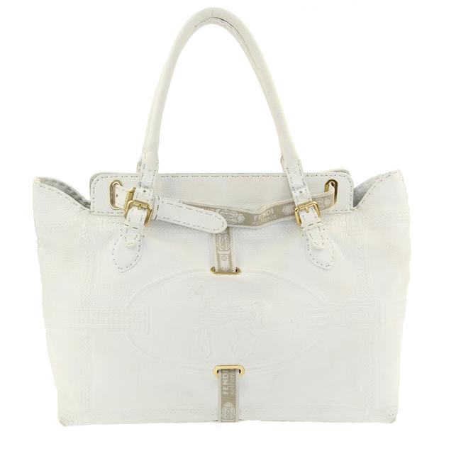 Fendi Grand Borghese Seleria White Leather Tote 