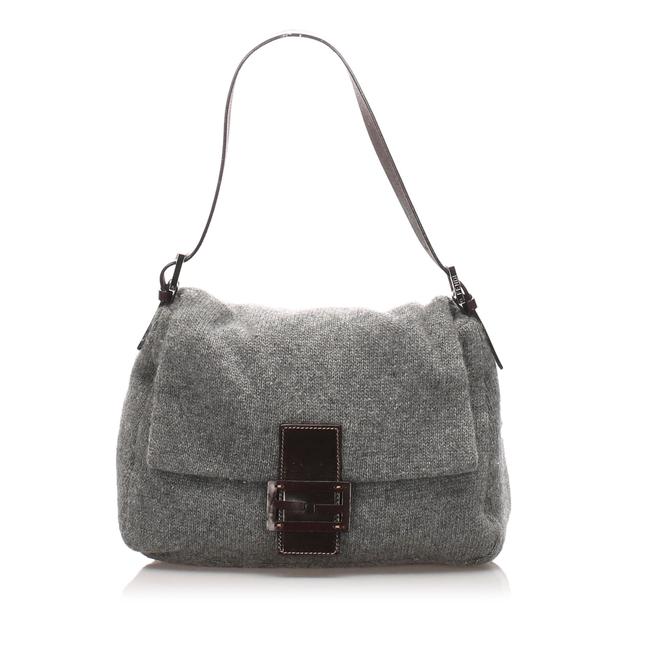 Fendi Gray Leather Shoulder Bag 