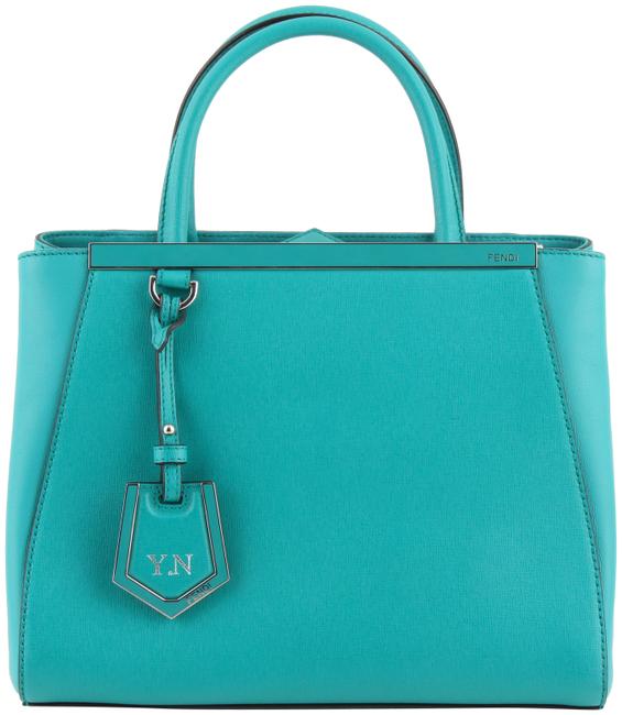 Fendi Green Lago Calf Petite 2jours Tote Blue Leather Shoulder Bag 