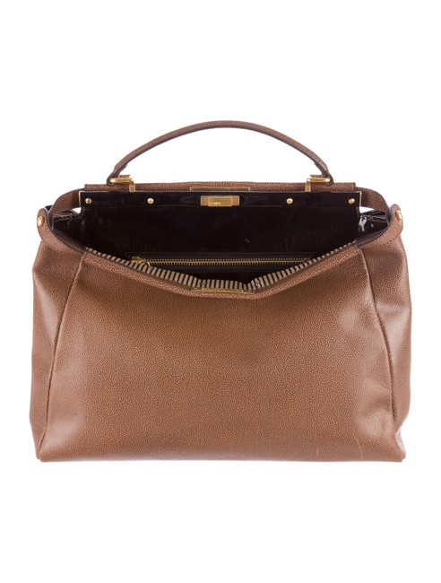Fendi Gum Dotted Peekaboo Brown Leather Shoulder Bag 
