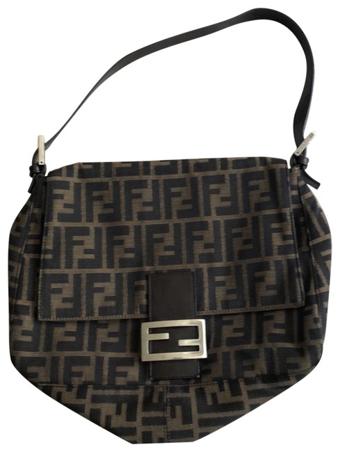 Fendi Handbag Brown and Gold Canvas Baguette 