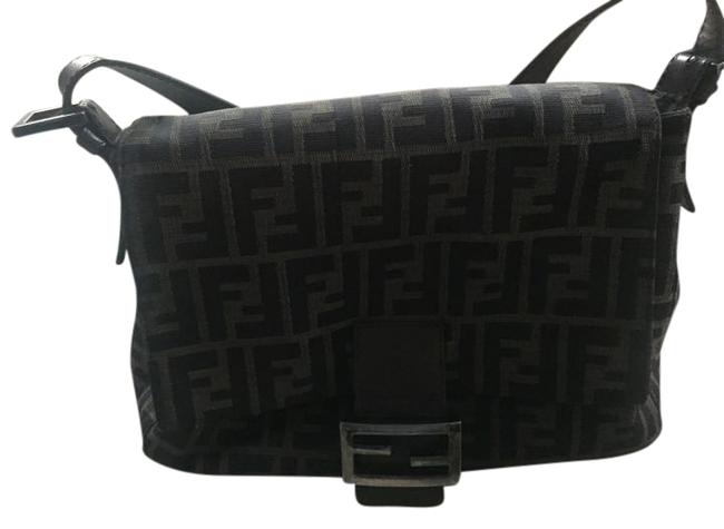 Fendi Handbag Brown LeatherCloth Shoulder Bag 