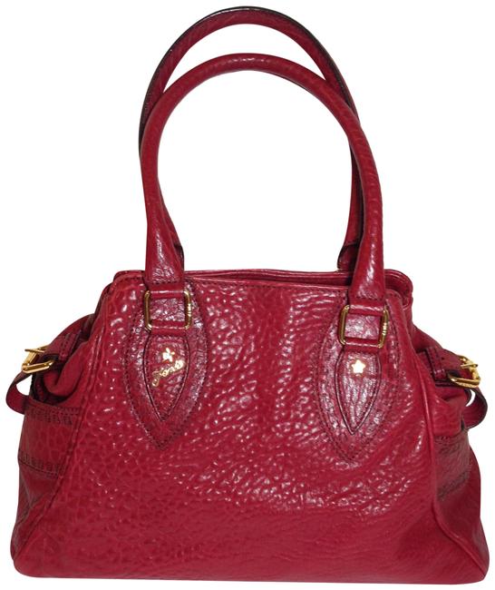 Fendi Pebbled Red Leather Tote 