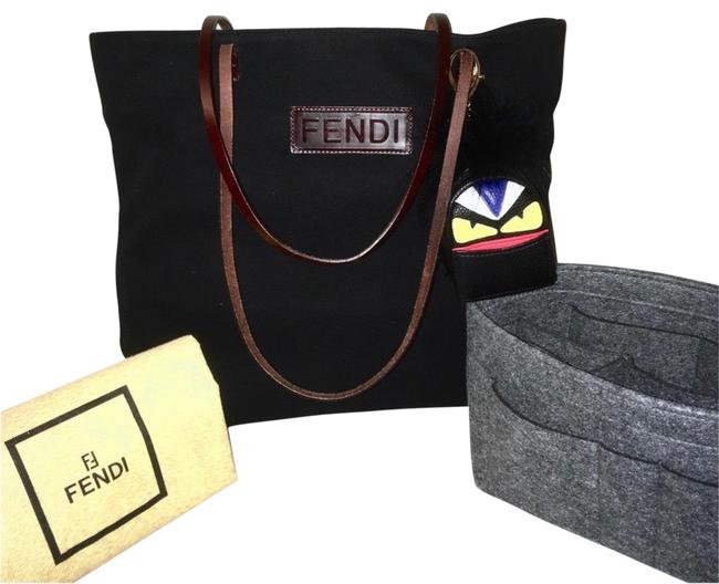 Fendi Herringbone Bundle Black Canvas Tote 