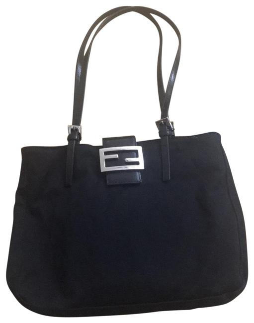 Fendi Hobo Black FabricLeather Tote 