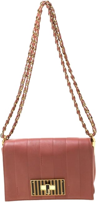 Fendi Italy Beige Leather Shoulder Bag 