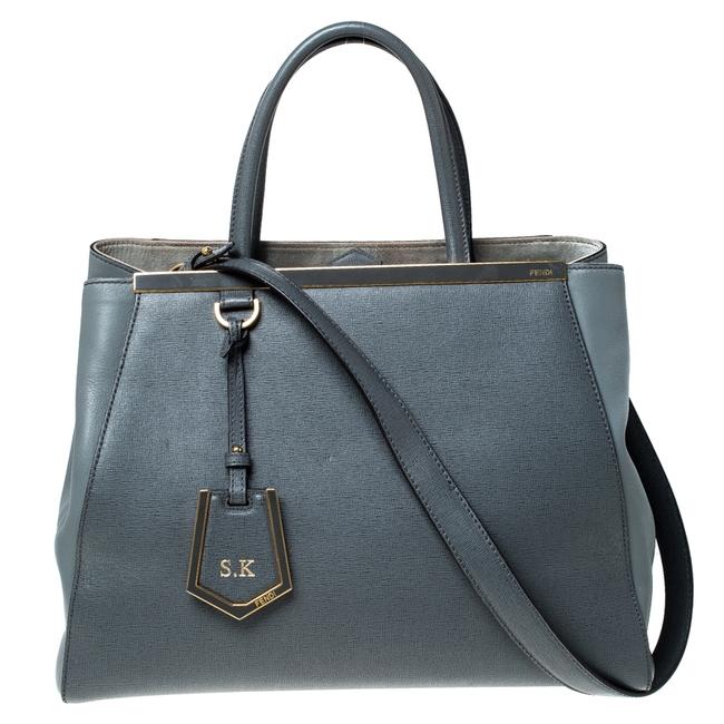 Fendi Italy Grey Leather Tote 