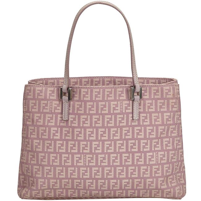Fendi Italy Purple Canvas Tote 