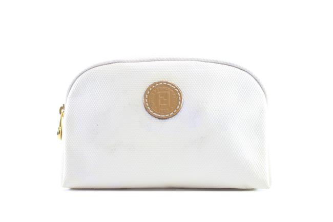 Fendi Canvas Lipstick Case Ivory Synthetic Wristlet 