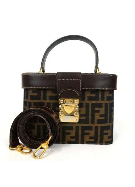 Fendi Box JacquardLeather Brown Nylon Leather Jacquard Messenger Bag 