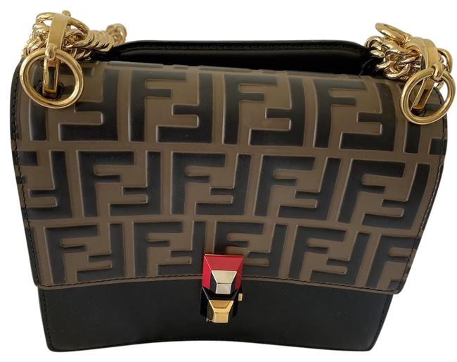 Fendi Kan Black Brown Leather Shoulder Bag 