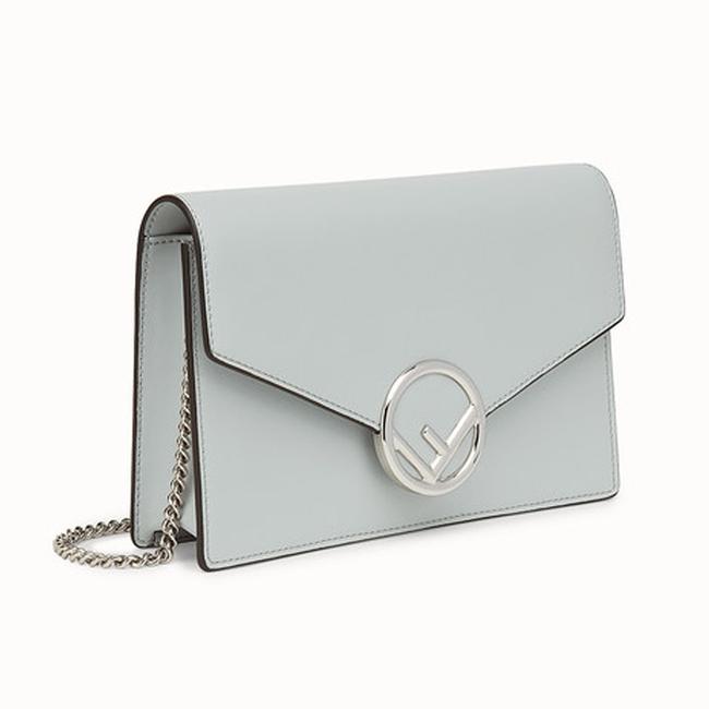 Fendi Wallet on Chain Kan I Light Grey Calfskin Leather Tote 