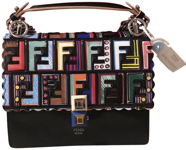 Fendi Kan I Logo Multicolor Leather Shoulder Bag 