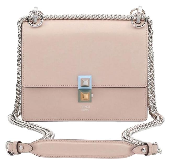 Fendi Kan I Mini Chain Beige Leather Shoulder Bag 