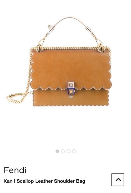 Fendi Kan Scalloped Caramello Leather Shoulder Bag 