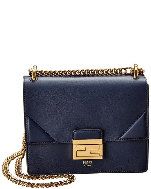 Fendi Kan U Small Blue Leather Shoulder Bag 