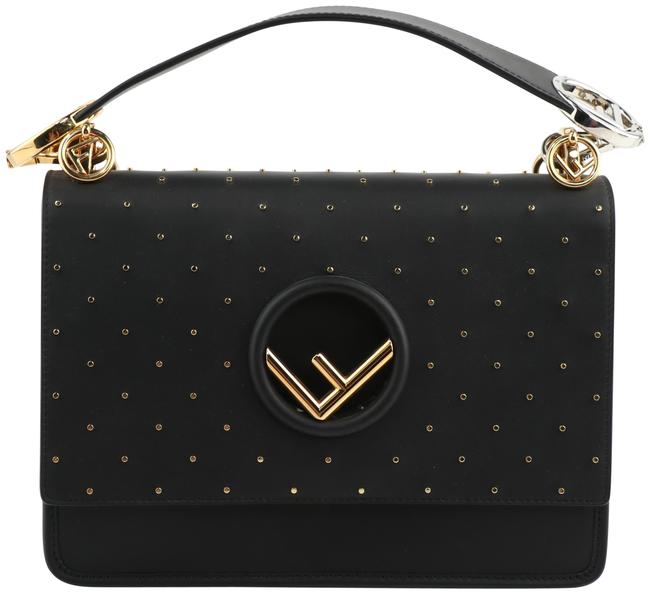 Fendi Kanif Black Leather Shoulder Bag 