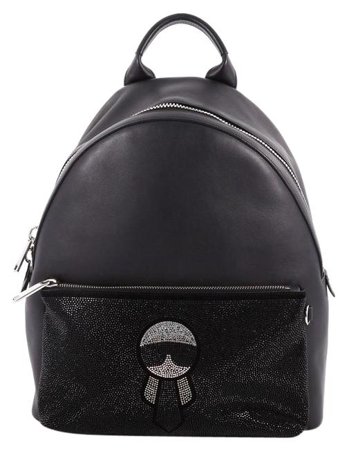 Fendi Karlito Mediu Black Leather with Crystals Backpack 
