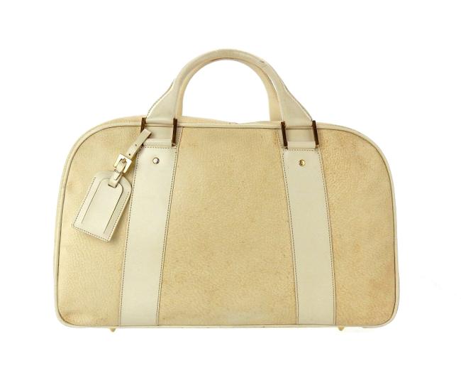Fendi Duffel Suitcase Beige Leather WeekendTravel Bag 