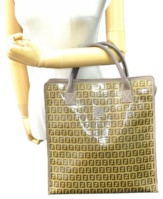 Fendi Large Brown Coated Canvas Tote 