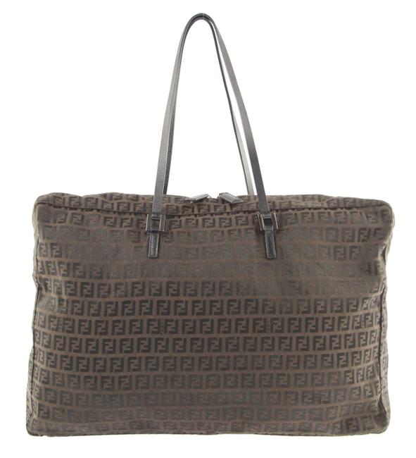 Fendi Large Brown Zucchino Canvas Tote 