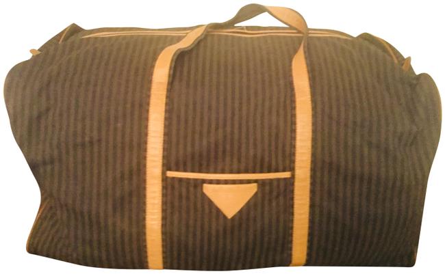 Fendi Duffle Large BrownTan Coated Canvas WeekendTravel Bag 