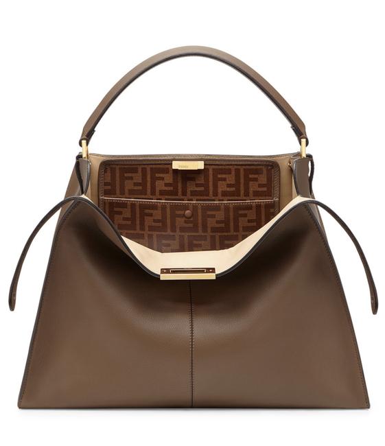 Fendi Large Peekaboo X lite Soft Brown Calfskin Leather Tote 