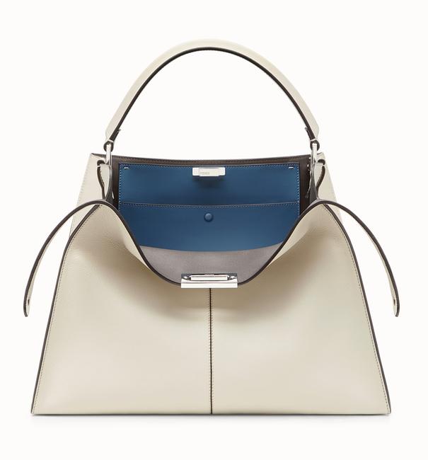 Fendi Large Peekaboo X lite Soft Grey Natural Calfskin Leather Tote 