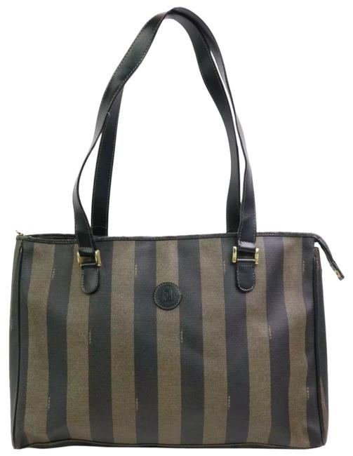 Fendi Large Pequin Brown and Black Leather Tote 