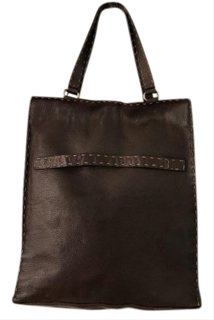 Fendi Large Selleria Brown Leather Tote 