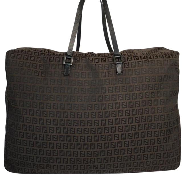 Fendi Large Shoulder Brown Canvas Tote 
