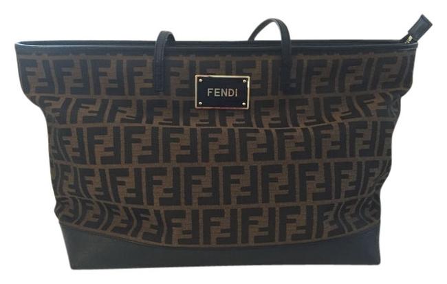 Fendi Large with Zipper BrownBlack Tote 