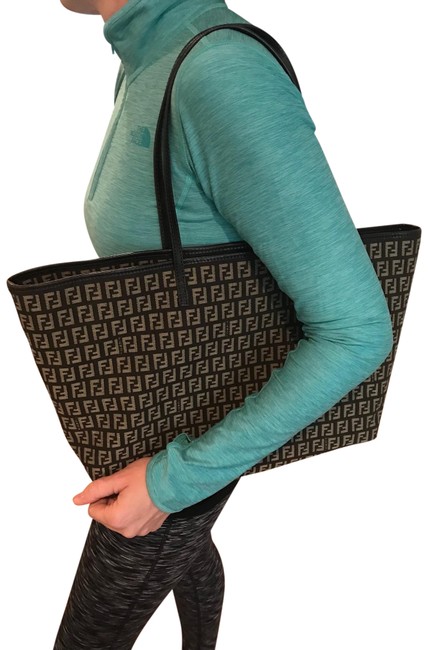 Fendi Large Zucchino Brown Canvas Tote 