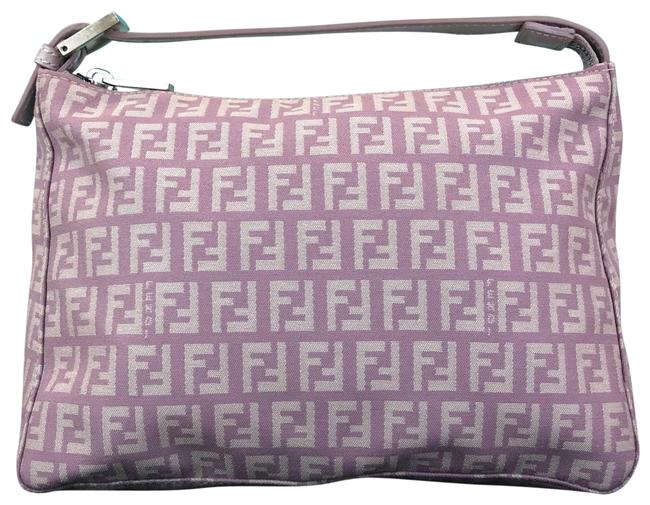 Fendi Lavender Zucchino Handbag Purple Canvas Baguette 