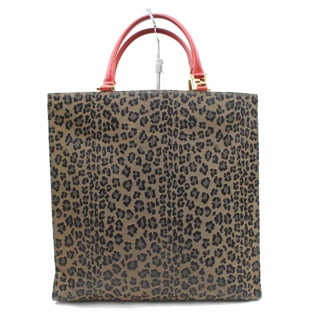 Fendi Leopard Cheetah Shopper 869803 Brown Nylon Tote 