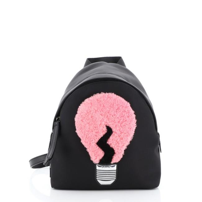 Fendi Light Bulb Nylon with Shearling Mini Backpack 