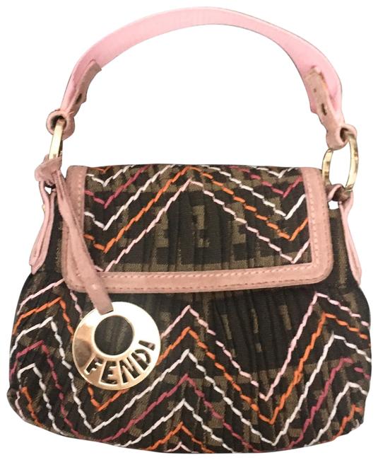 Fendi Limited Edition Mini Chef TobaccoPink Jacquard Baguette 