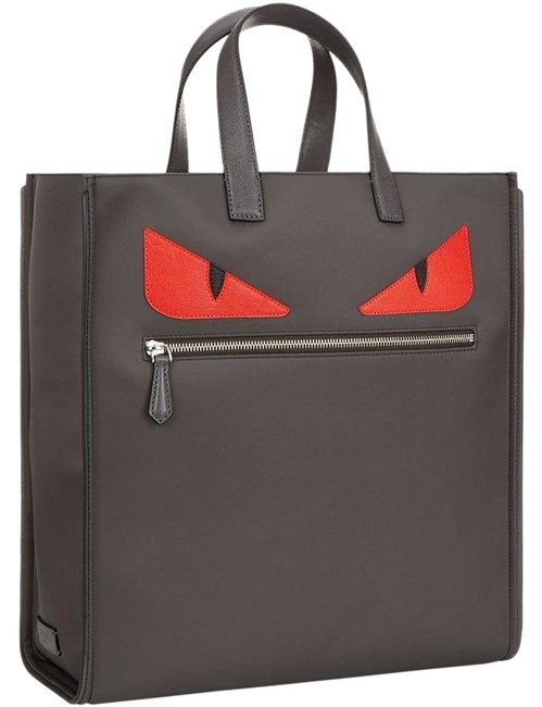 Fendi Limited Edition Monster with Leather Eyes Smoke Grey Nylon Tote 