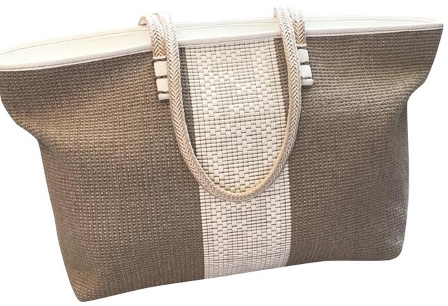 Fendi LinenLeather Roll NaturalWhite Tote 