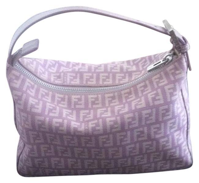 Fendi Logo Baguette Lavender Monogram Zucchino Coated Canvas Shoulder Bag 