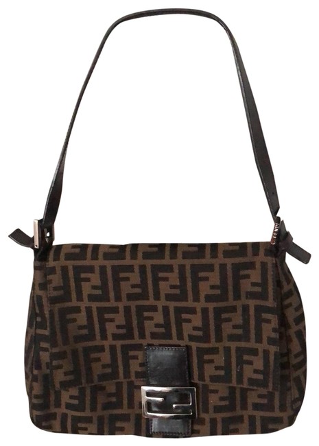 Fendi Logo Black Brown Baguette 